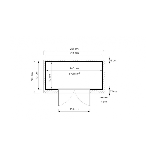 Abri de jardin bois Midway – 244 x 121 cm