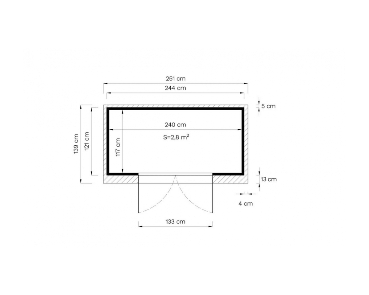 Abri de jardin bois Midway – 244 x 121 cm