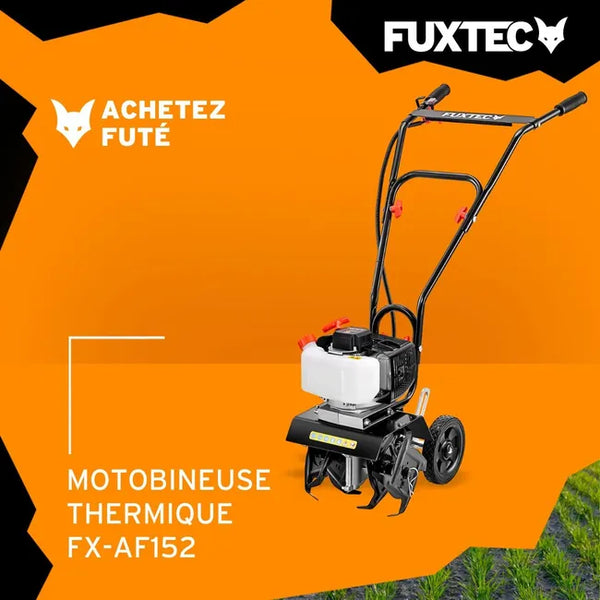 FUXTEC FX-AF152 Fraiseuse agricole, motoculteur - moteur 2 temps et largeur 23 cm, 51,6 ccm, profondeur de fraisage 70mm - seulement 14kg