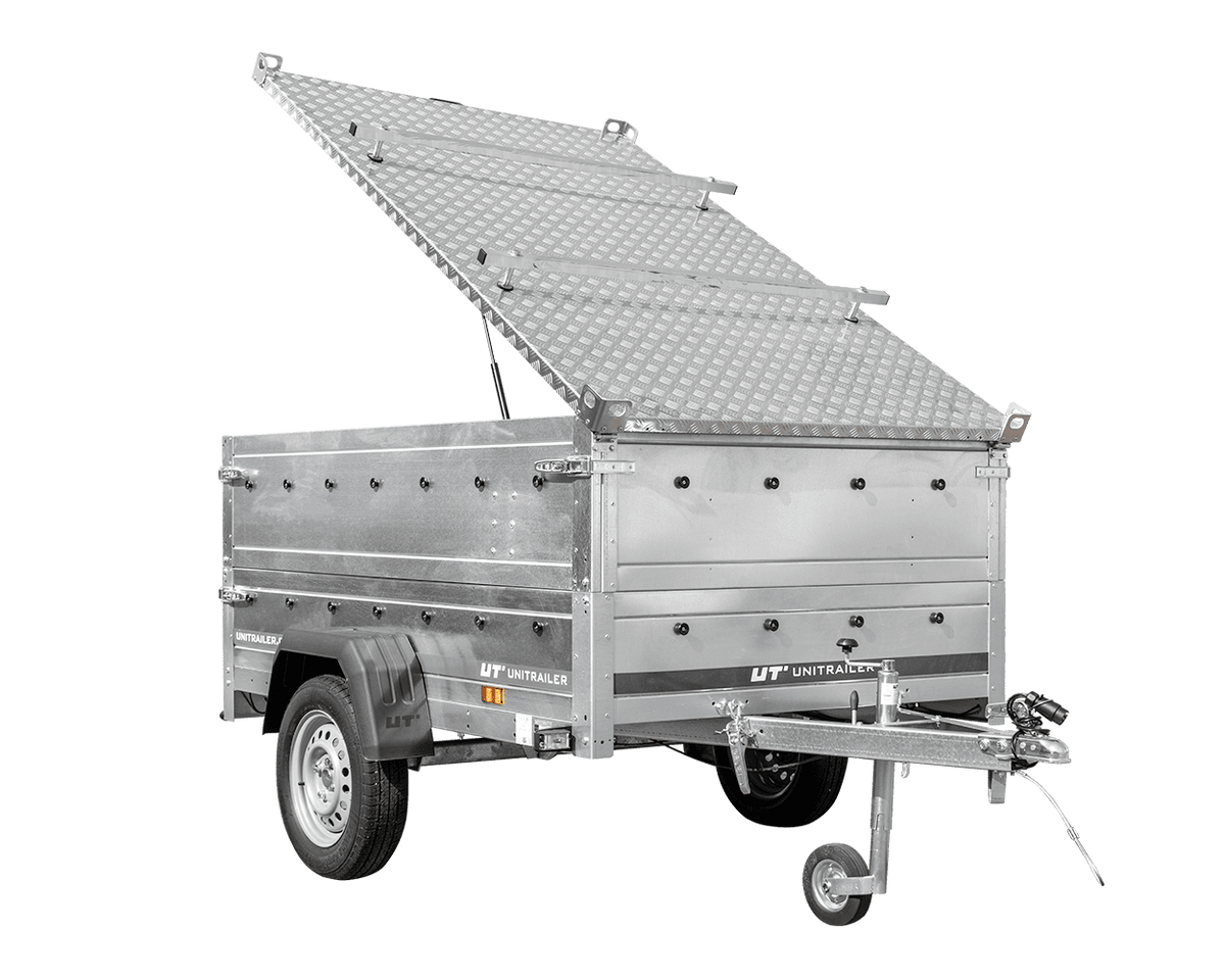 Remorque légère 200x125 UNITRAILER GARDEN 201 KIPP avec côtés BIS et couverture en aluminium