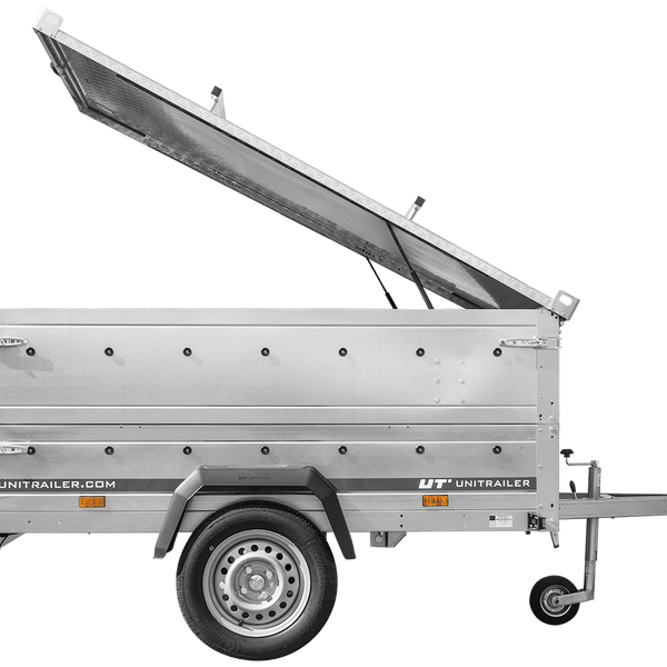 Remorque légère 200x125 UNITRAILER GARDEN 201 KIPP avec côtés BIS et couverture en aluminium