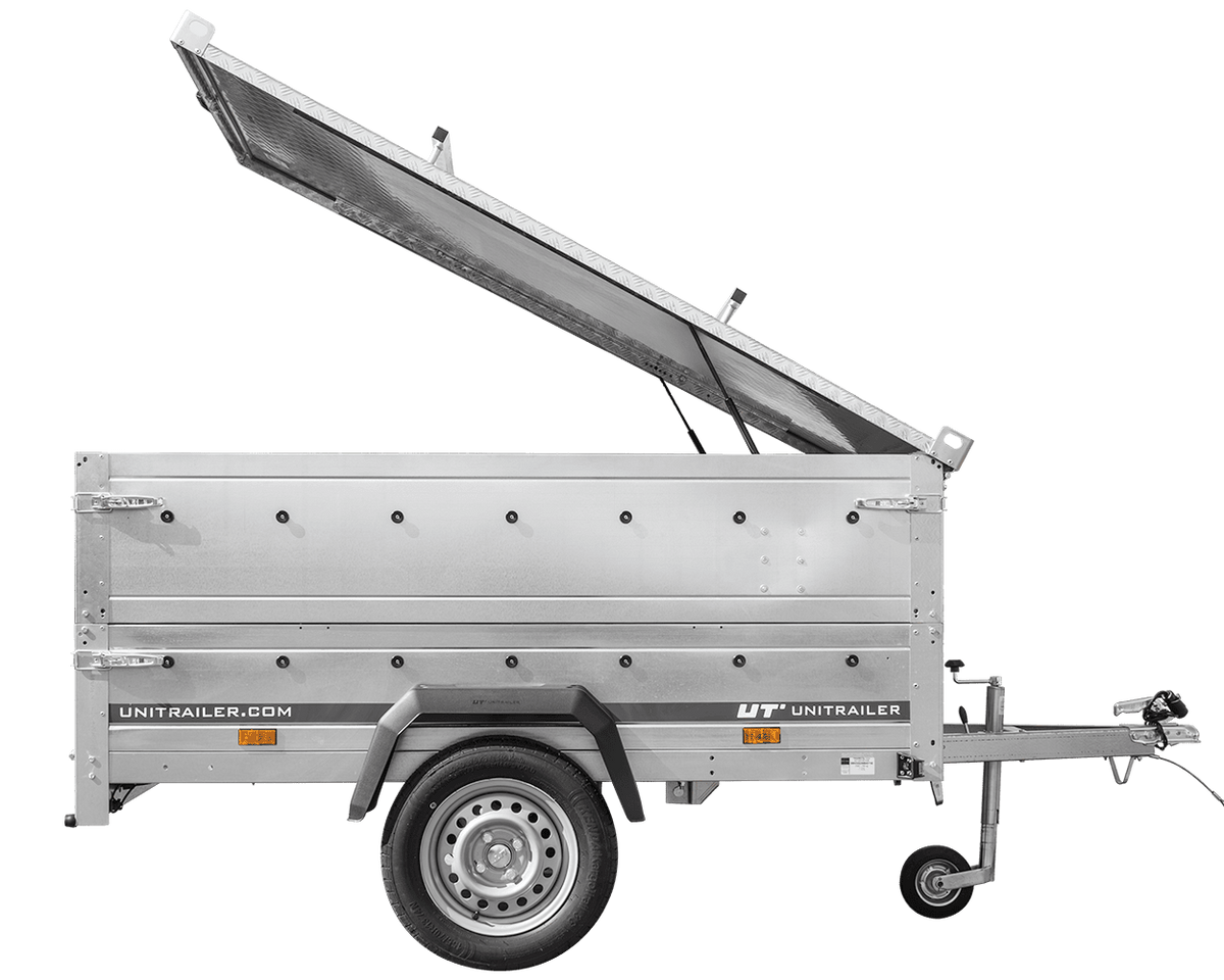 Remorque légère 200x125 UNITRAILER GARDEN 201 KIPP avec côtés BIS et couverture en aluminium