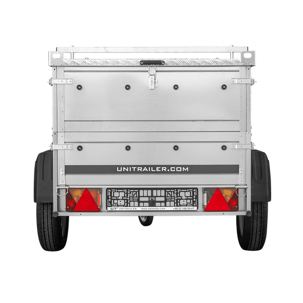 Remorque un essieu 150x106 UNITRAILER GARDEN 150 KIPP avec côtés, ridelles supplementaires et capot en aluminium