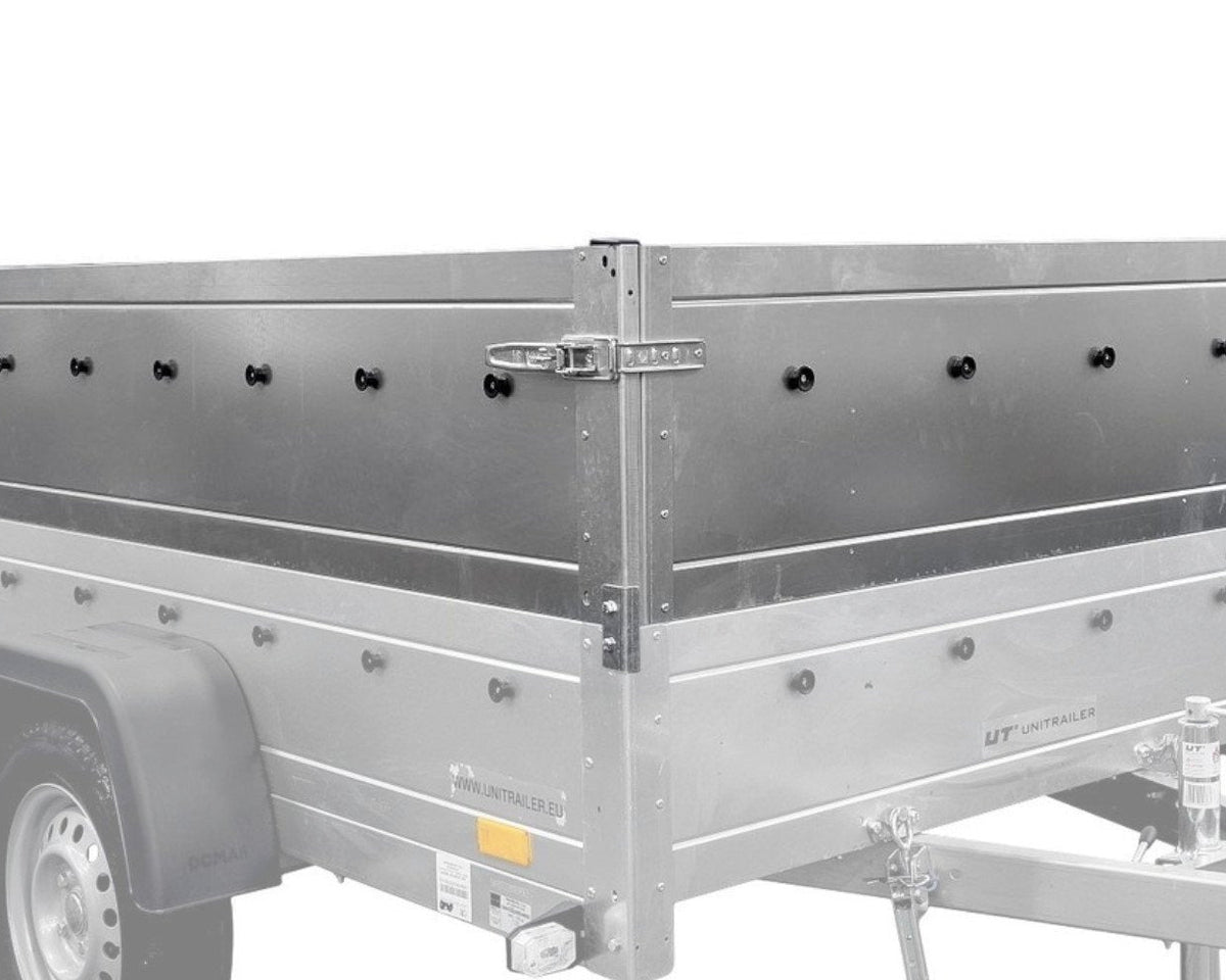 Remorque un essieu 150x106 UNITRAILER GARDEN 150 KIPP avec côtés, ridelles supplementaires et capot en aluminium