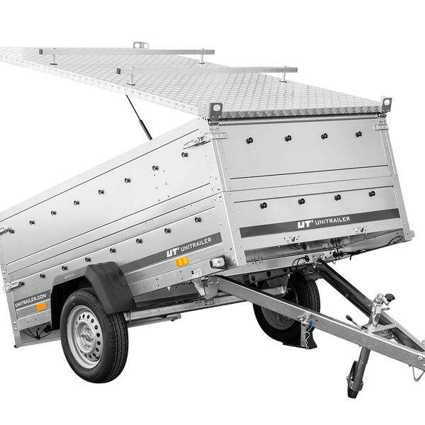 Remorque un essieu 230x125 UNITRAILER GARDEN 230 KIPP avec côtés BIS et couverture en aluminium