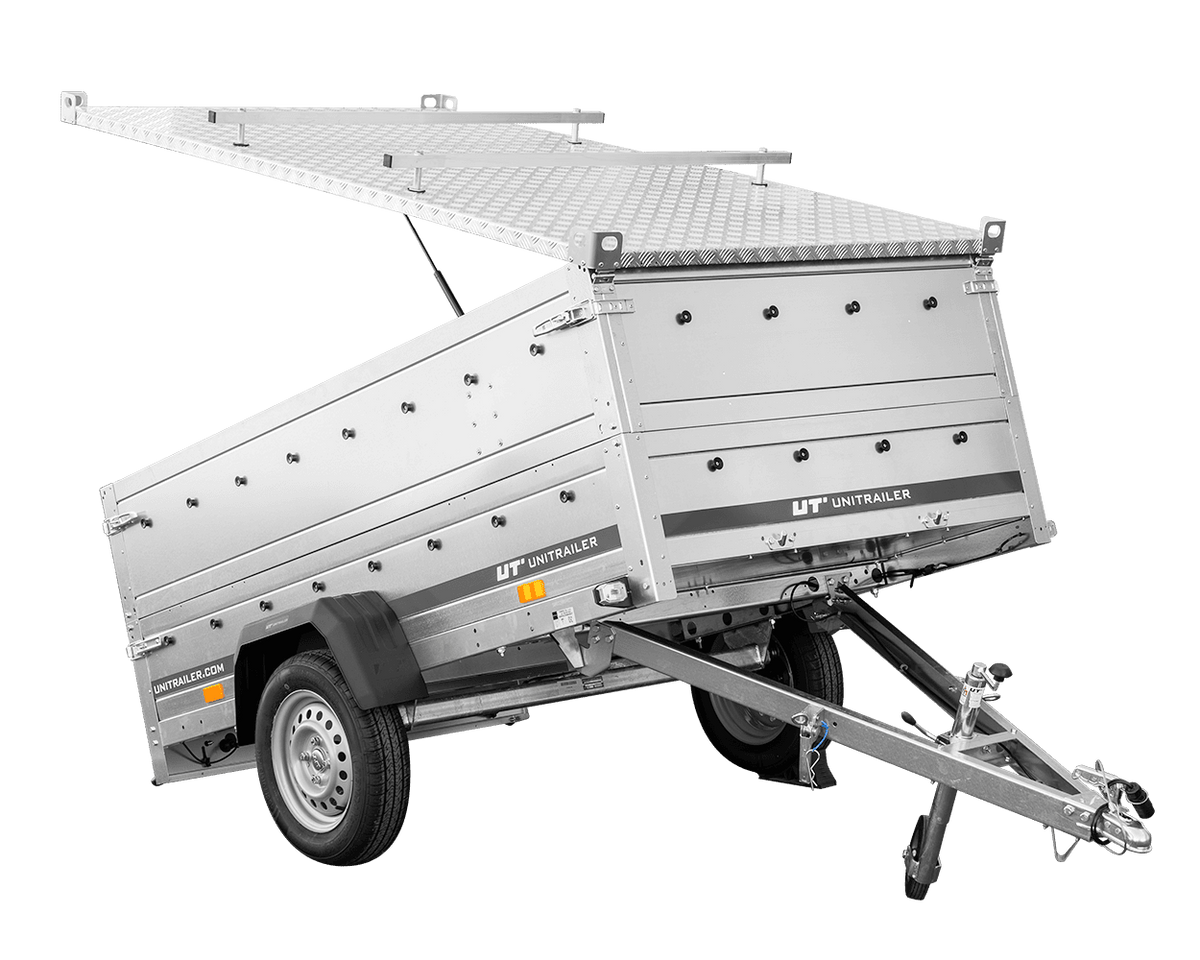 Remorque un essieu 230x125 UNITRAILER GARDEN 230 KIPP avec côtés BIS et couverture en aluminium