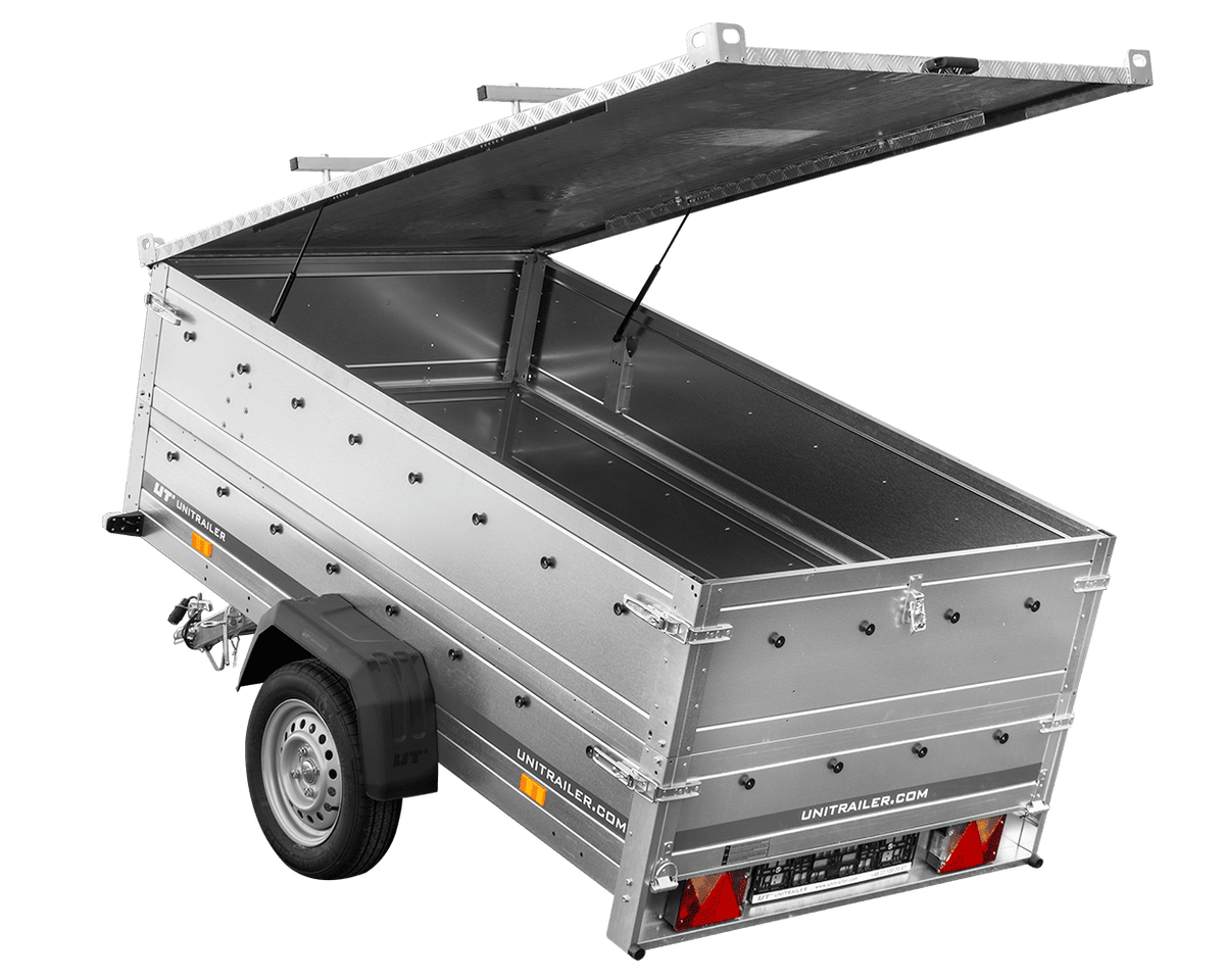 Remorque un essieu 230x125 UNITRAILER GARDEN 230 KIPP avec côtés BIS et couverture en aluminium