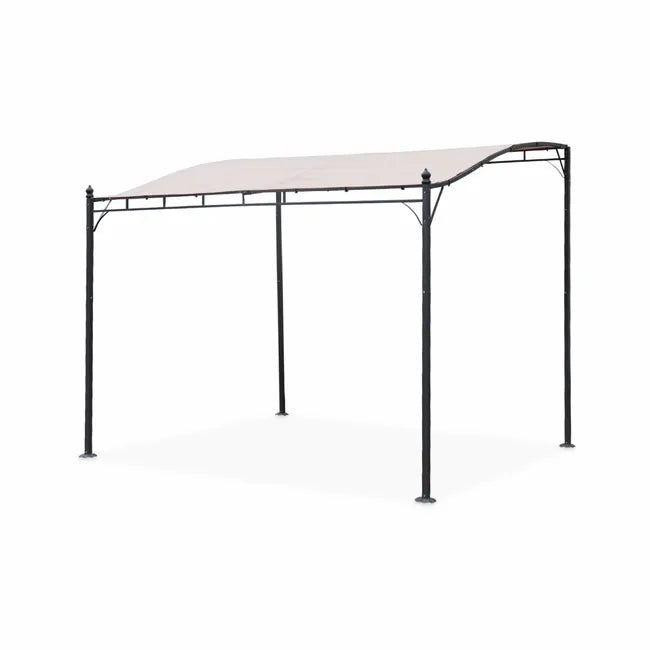Pergola adossée 3x2.5m - Brestum - Toile beige - Pergola murale BRESTUM 3X2,5M