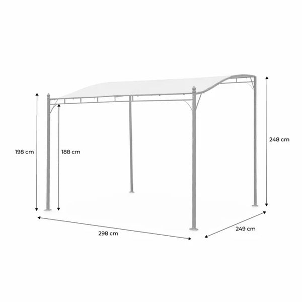 Pergola adossée 3x2.5m - Brestum - Toile beige - Pergola murale BRESTUM 3X2,5M