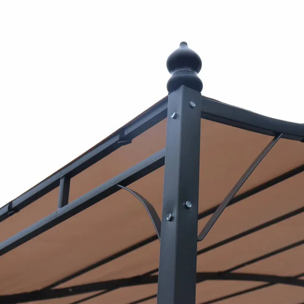 Pergola adossée 3x2.5m - Brestum - Toile beige - Pergola murale BRESTUM 3X2,5M