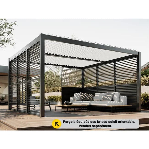 Pergola bioclimatique adossée 4 x 3 m à lames orientables en aluminium - Gris anthracite