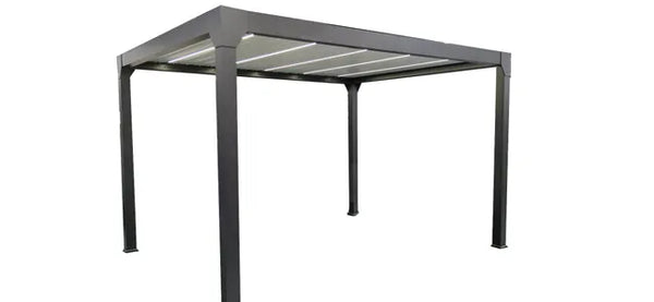 Pergola bioclimatique en aluminium Menea 4x3 motorisée grise