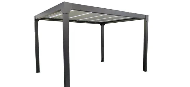 Pergola bioclimatique en aluminium Menea 4x3 motorisée grise
