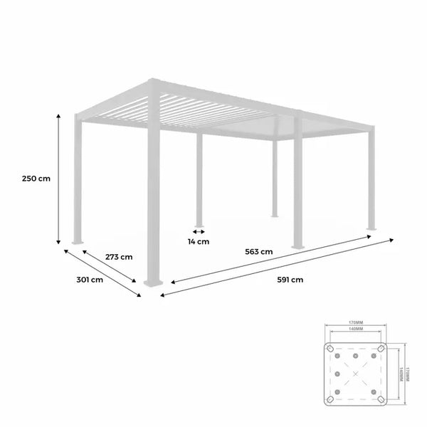 Pergola Bioclimatique gris anthracite 300x600cm. aluminium à lames orientables + 2 stores 3m TRIOMPHE 6X3M + 2 STORES 3M