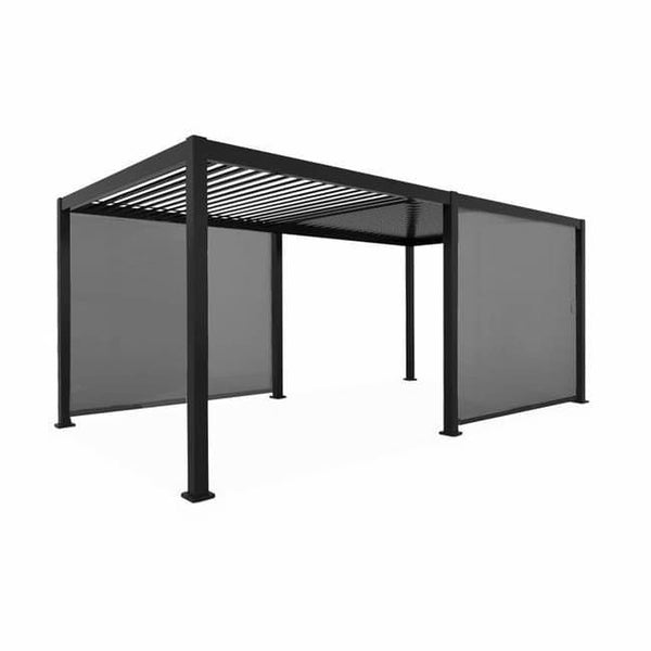 Pergola Bioclimatique gris anthracite 300x600cm. aluminium à lames orientables + 2 stores 3m TRIOMPHE 6X3M + 2 STORES 3M