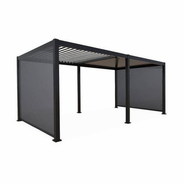 Pergola Bioclimatique gris anthracite 300x600cm. aluminium à lames orientables + 2 stores 3m TRIOMPHE 6X3M + 2 STORES 3M