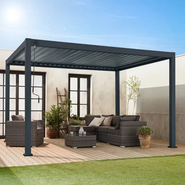 Pergola Bioclimatique gris anthracite – Triomphe – 3x4m. aluminium. à lames orientables TRIOMPHE 4X3M