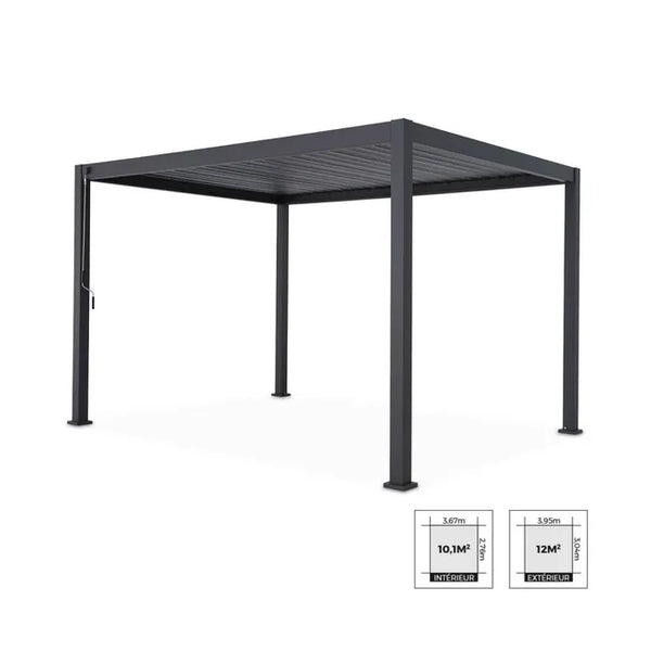 Pergola Bioclimatique gris anthracite – Triomphe – 3x4m. aluminium. à lames orientables TRIOMPHE 4X3M