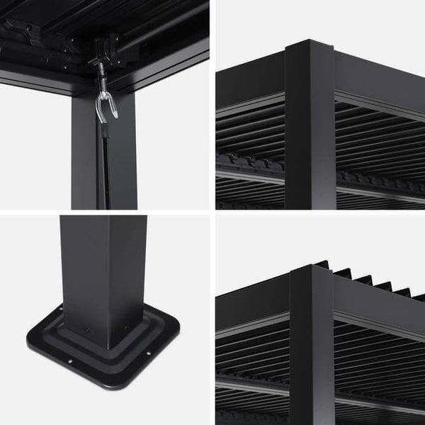 Pergola bioclimatique noir. aluminium et acier. 3x4m. lames orientables PALACE 4X3M