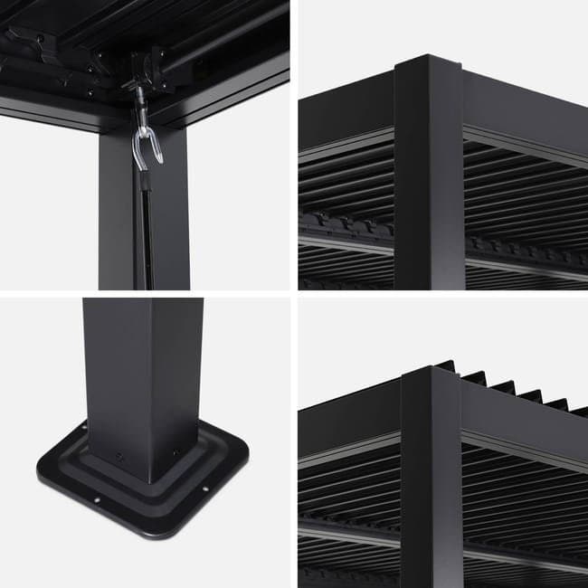 Pergola bioclimatique noir. aluminium et acier. 3x4m. lames orientables PALACE 4X3M