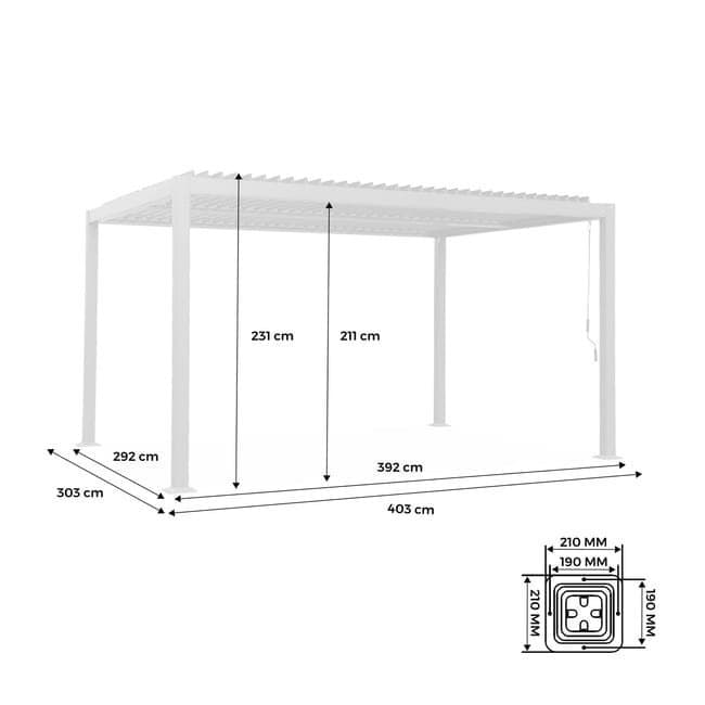Pergola bioclimatique noir. aluminium et acier. 3x4m. lames orientables PALACE 4X3M