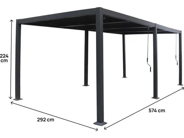 Pergola bioclimatique "Windsor" en aluminium - 3 x 6 m - Gris