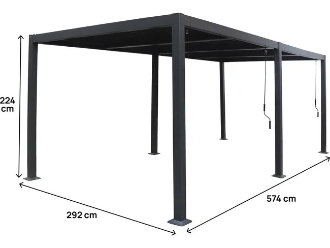 Pergola bioclimatique "Windsor" en aluminium - 3 x 6 m - Gris