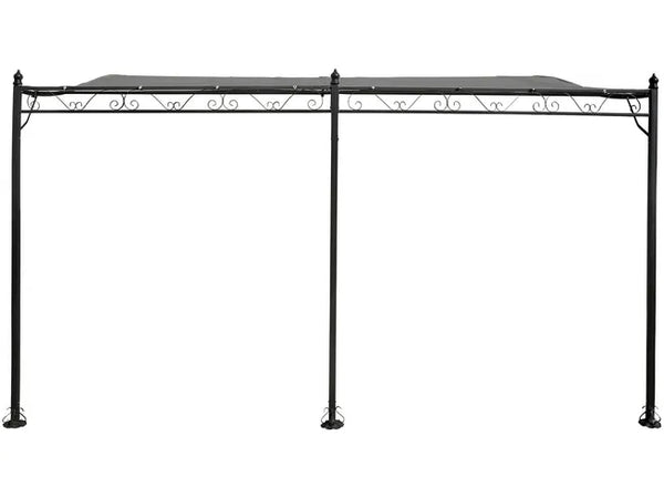 Pergola tonnelle adossée en métal - 3 x 4 m - Gris